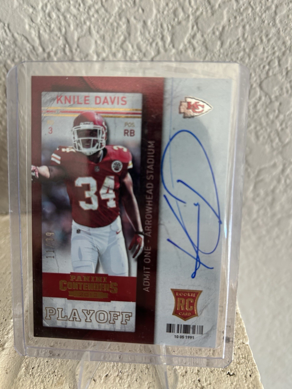 Knile Davis Panini Contenders #219 Playoff Ticket-Autograph