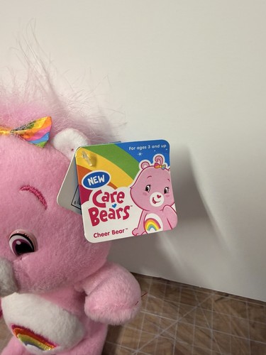 Juguete de peluche Care Bears Cheer Bear Pink Rainbow 2007 8" Play Along nuevo con etiquetas - Imagen 4 de 7