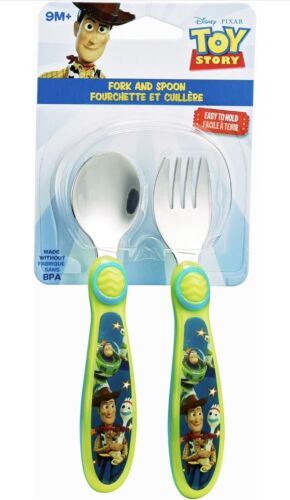 Tenedor y cuchara de Toy Story de Disney/Pixar, verde, los primeros años - Imagen 1 de 4