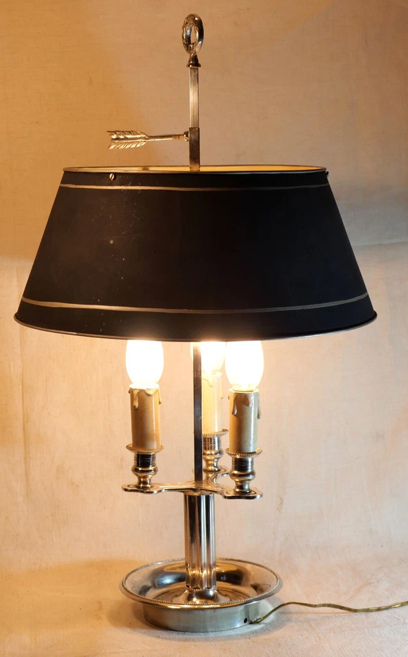 *** EMPIRE Lampe bouillotte électrique bronze argenté abat-jour tôle BLO24BOU001 - Photo 3/4