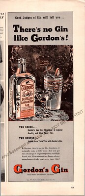Gordon's Gin Print Ad Vintage Ephemera Wall Art Decor Beefeater Bellows