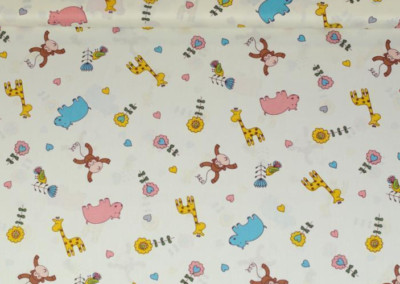 100% Baumwolle 1,50x1,60m Stoff Giraffe Hippo Affe nähen Patchwork Quilt Kinder