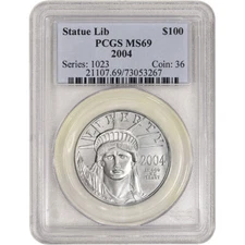 American Platinum Eagle 1 oz $100 - PCGS MS69 Random Date and Label 