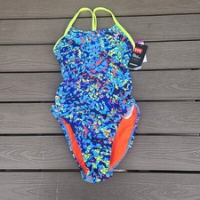 TYR Durafast Youth Girl Oceania Cutoutfit Multicolor 1 Piece Swimsuit SZ 26 New