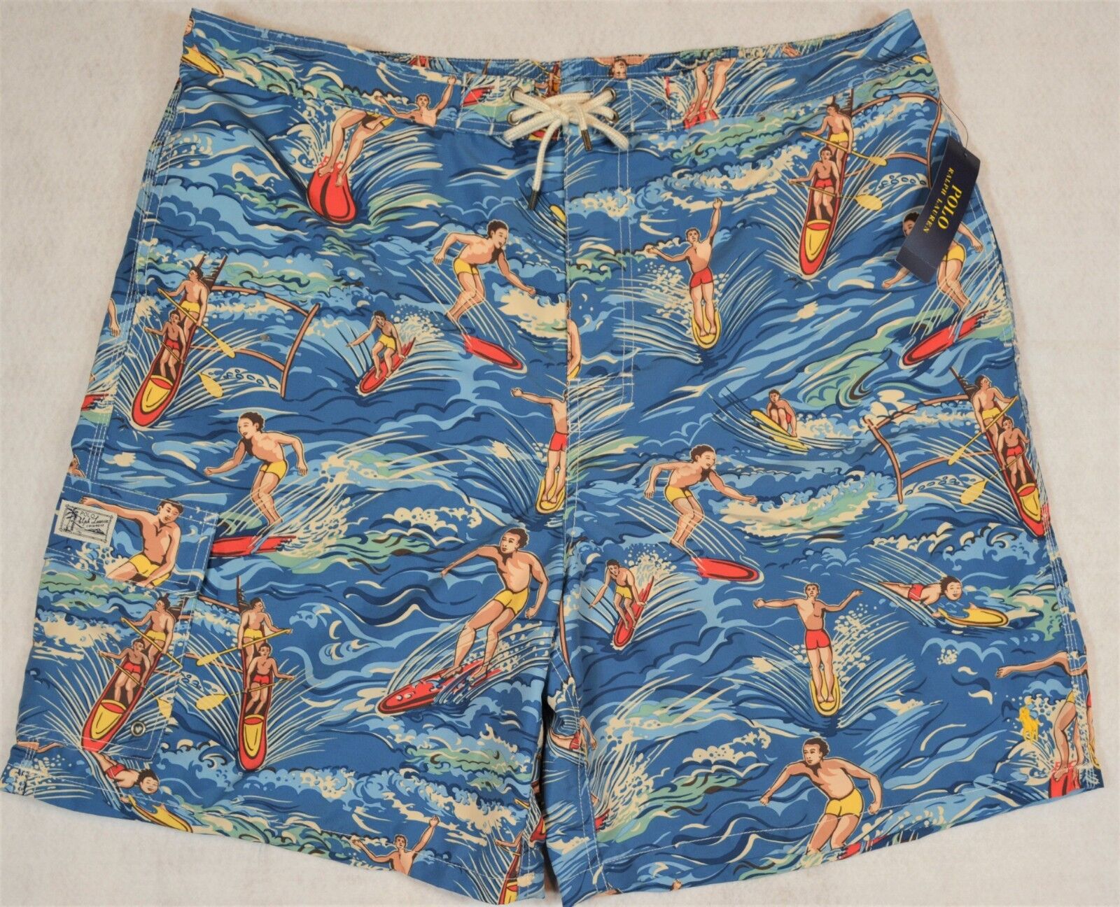 Polo Ralph Lauren Swim Trunks Board Shorts Blue Hawaiian Surf 2XB