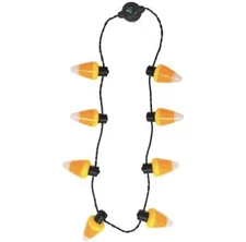 Light up Candy Corn Necklace Happy Halloween Theme Battery Operated