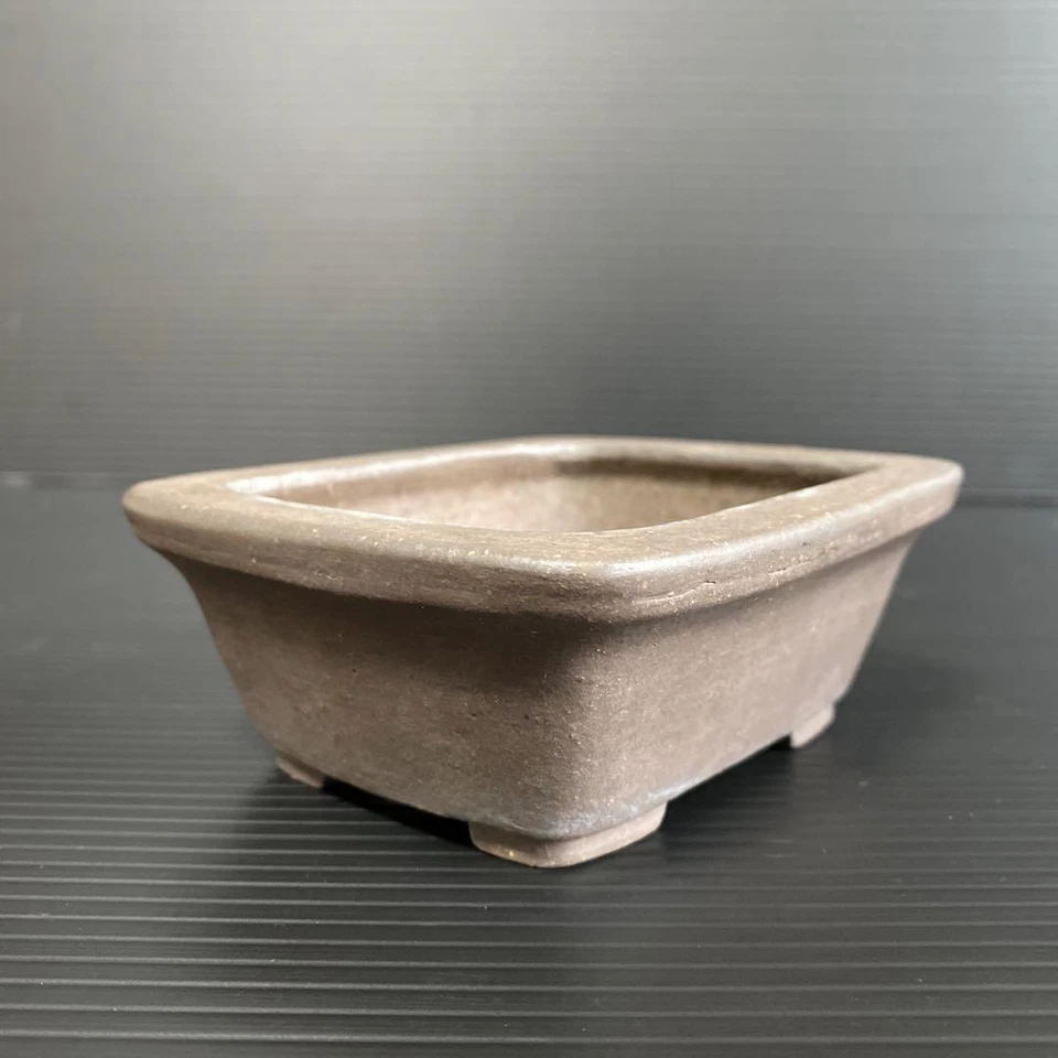 Japanese Bonsai pot TOKONAME IKKO-DO Rectangular shape W11.9cm H4.9cm Unglazed - Image 3 of 4