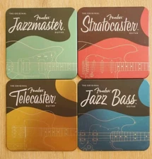 FENDER GUITAR COASTERS (Set of 4) Metal & Cork Backing Paladone UK