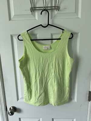 Chicos Womens 2 Lime Green Stretchy Spandex Tank Top Sleeveless Smooth