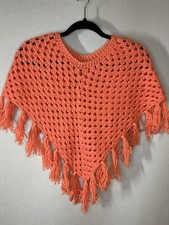 Hand Crocheted Child's Poncho Fits Ages 2-4.
