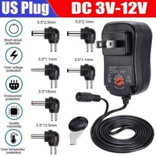 Universal Adjustable AC/DC Power Adapter 6V 9V 12V Power Supply Plug Charger 12W