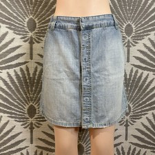 Vtg Tommy Hilfiger Denim Mini Skirt Button Front Size 12 Blue Y2K 90s Light Wash