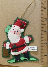 Vintage Santa handcrafted felt Christmas ornament from Kurt Adler, made in Korea