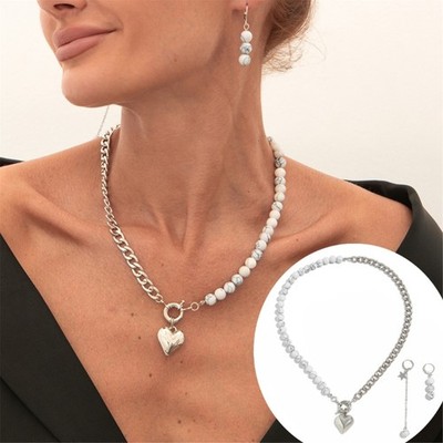 Adjustable Bohemian Pearls Necklace Silver Plated Cuban Chain Jewelry For Teens
