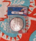 2006 American Silver Eagle 1 oz .999 Silver Coin ANACS Graded MS69 Toning