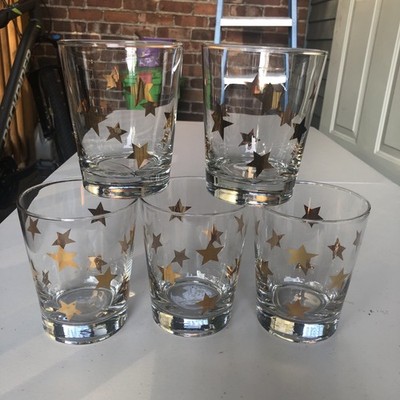 Vintage MCM Libbey Star Tumblers/ Whiskey Glasses ~ Set of 5 