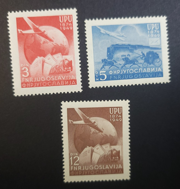 75th Anniversary of the U.P.U. Yugoslavia Scott 265 - 267 MNH