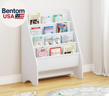 Kids Bookshelf Storage, Book Shelf for Kids Rooms, 4 Tier Sling Bookshelf for Ki