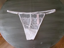Victoria's Secret dream angels MESH LACE Thong V-String COCONUT WHITE Medium NWT