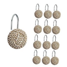 Boho Knots Shower Curtain Hooks, Home Decorative Shower Curtain Off White