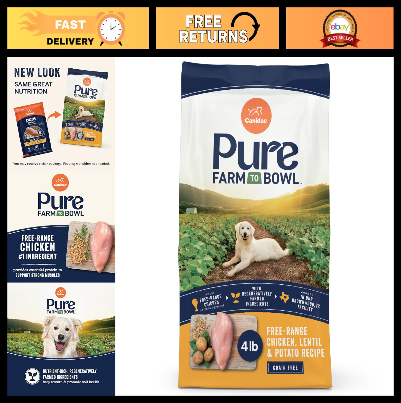 With Free-range Chicken, Lentil & Potato - 4lb Adult For