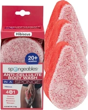 Spongeables Anti Cellulite Body Wash in a 20+ Wash Sponge, Hibiscus, 3 Count