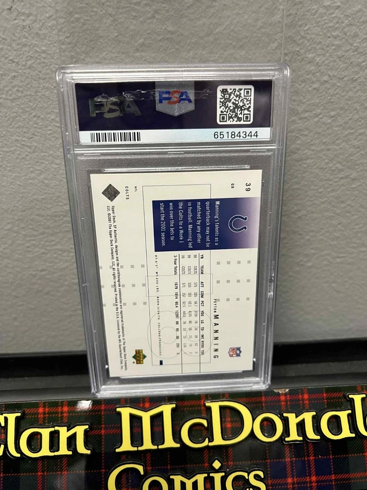 Peyton Manning #39 2001 SP Authentic Graded PSA Gem Mint 10 - Image 2 of 3