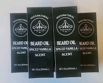 100% Natural Niqueaura Beard Oil Lot Of 10 Spiced Vanilla 1oz Bottles