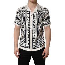DOLCE & GABBANA Hemd Schwarz Weiß Logo Banda...