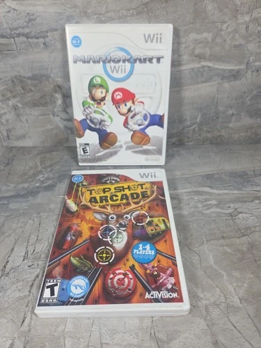 Nintendo Wii Mario Kart W Manual Video Game & Top Shot Arcade Read DESCRIPTION