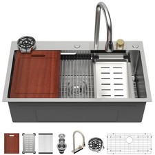 Multifunctional 33-Inch Stainless Steel Waterfall Sink - Easy Maintenance Design