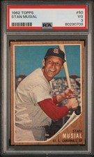 1962 Topps #50 Stan Musial PSA 3 St. Louis Cardinals  (0709)