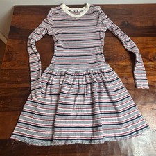 Splendid Girls Striped Long Sleeve Drop Waist Dress Size 14 Red White Navy