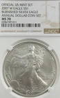2007 W BURNISHED $1 AMERICAN SILVER EAGLE ANNUAL DOLLAR SET NGC MS70