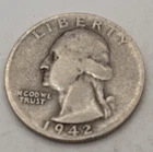 1942  S Washington Quarter 90% San Francisco Mint US Coin