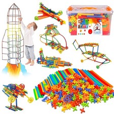 1000PCS Building Straws Construction Set Kids STEM Educational Toy Storage Box