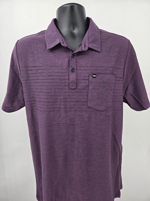 Travis Matthew Polo Shirt Large Purple Pocket Lightweight Golfing Preppy Men