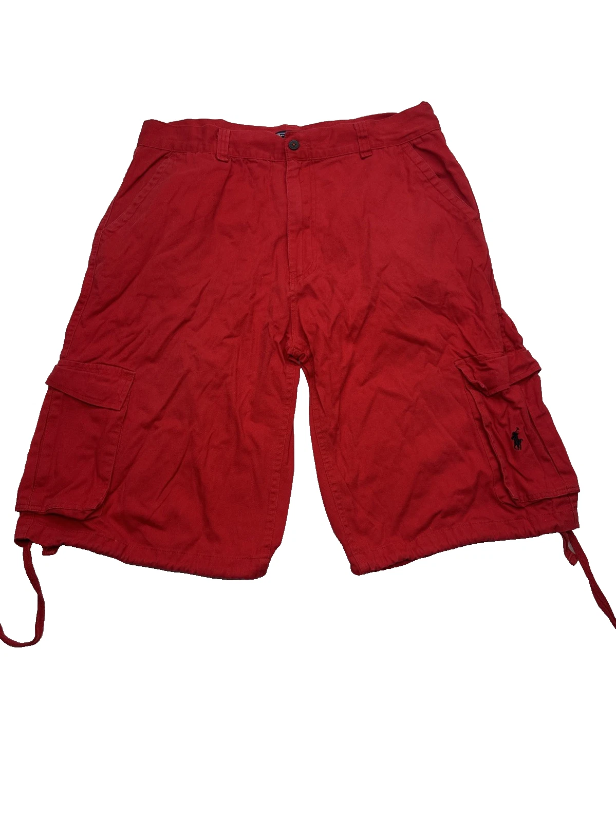 VTG Polo Ralph Lauren Bermuda Shorts Men 36 Cargo Military Paratrooper Cinch Tie
