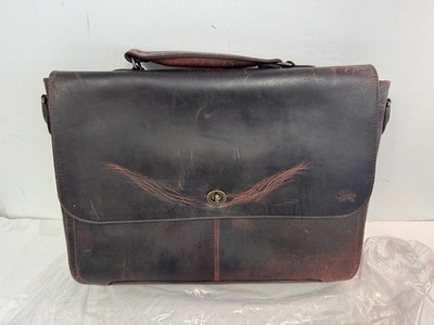 Buffalo Jackson Trad. Roosevelt Leather Messenger Laptop Bag Dk Oak Brown