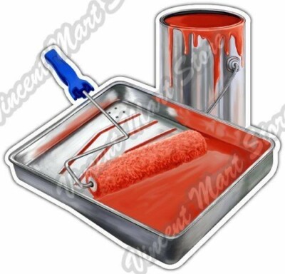Paint Painter Roller Can Tray Supplies Car Bumper Vinyl Sticker Decal 4.6''
