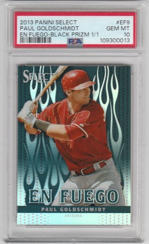 PSA 10 GEM MINT 2013 SELECT EN FUEGO BLACK PRIZM 1/1 MADE PAUL GOLDSCHMIDT #EF9