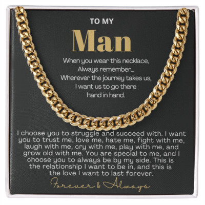 To My Man Cuban Link Necklace anniversary birthday valentine's day gift for him
