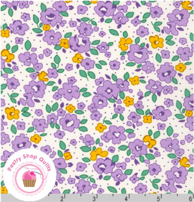 Kaufman BASKET OF BLOOMS 20493 23  Lavender ZIMMERMAN Quilt Fabric 30's REPRO