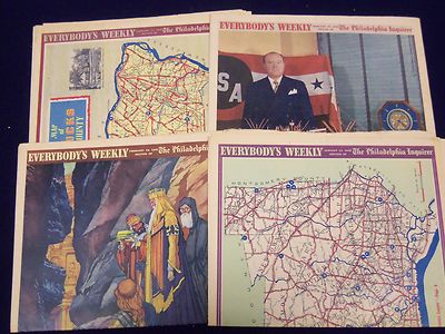 1946 EVERYBODY'S WEEKLY MAGAZINE SECTION LOT OF 9 - GREAT ARTICLES - NP 1850