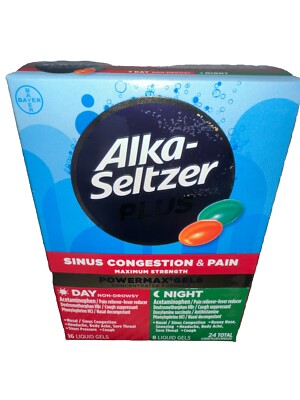 (3) Alka-Seltzer Plus Sinus Congestion & Pain 24 Liquid Gels Each EXP 10/2026