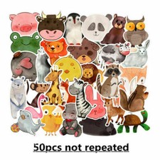 50Pcs Watercolor Animal Vinyl Stickers Bomb Laptop Skateboard Luggage Decals Lot