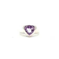 Sterling Silver Amethyst Ring Size 6.5 Stone 3/8 x 3/8 Inch
