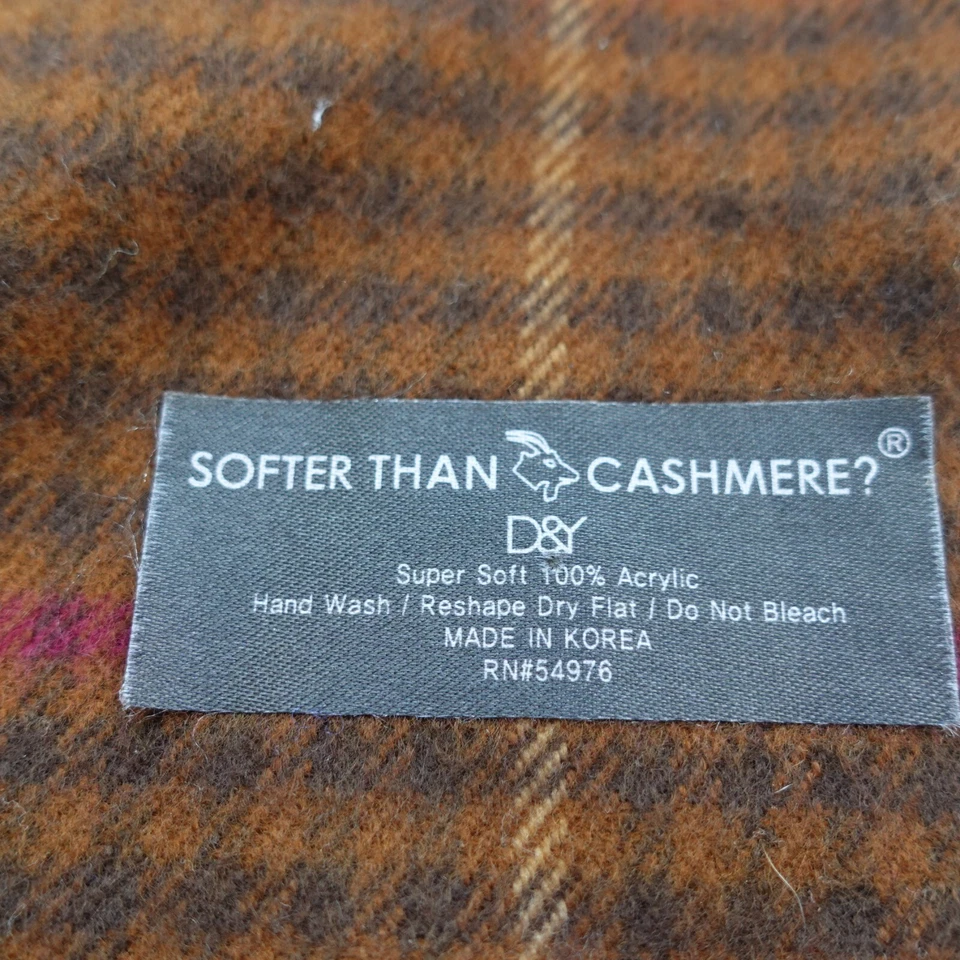 Bufanda a cuadros marrones para adultos a cuadros suaves a cuadros tartán vichy más suave que la cachemira Y2K COREA Foto 2 de 4