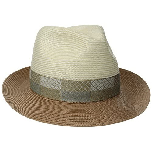 Stetson Men's Andover Florenine Milan Straw Hat, Ivory/Cognac, 6.875