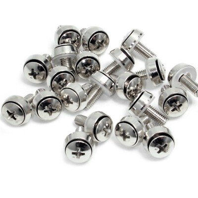 StarTech CABSCREWSM6 100 Pk M6 Rack Mount Screws for Server Cabinet 